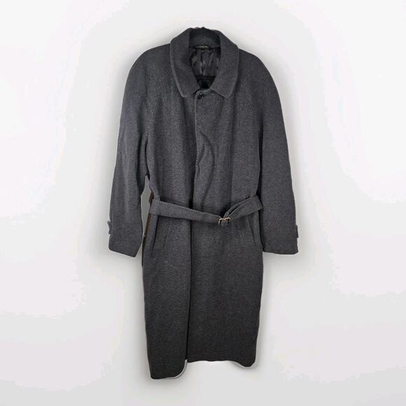 Vintage MARIO VALENTE TORINO Italian Coat Charcoal Gray Wool Cashmere Men US 42R - Picture 1 of 12